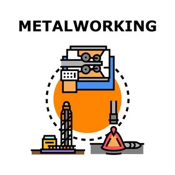 Metalworking industry production process and heavy machinery Stock Illustration