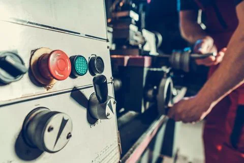 Metalworking Lathe Machine Close Up Foto stock