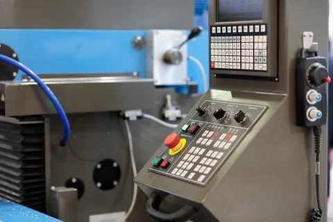 Metalworking machine with CNC operator console Stock Photos