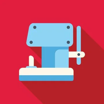 Metalworking machine pressing metal sheet with lever on right side and long Stock Illustration