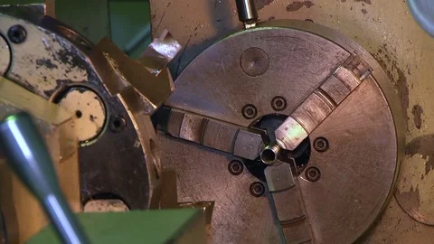 Metalworking machine, at work, at the factory Stock Footage 146864598