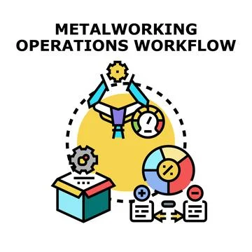 Metalworking operations workflow process automation technology Stock Illustration