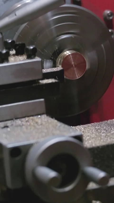 The metalworking process by turning machine. Stock Footage 293502717