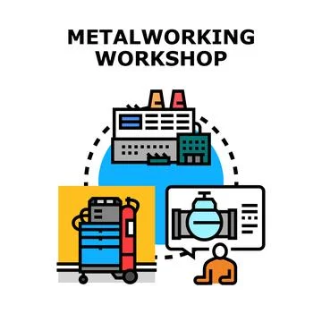 Metalworking workshop concept generating industrial production Stock Illustration