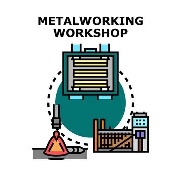 Metalworking workshop industry production process concept Stock Illustration