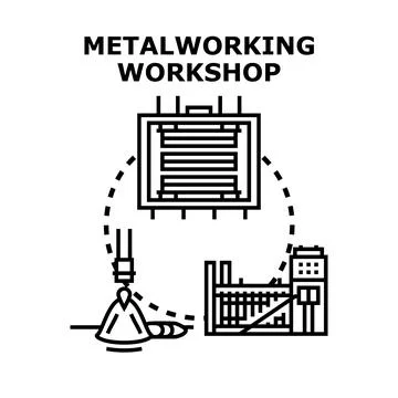 Metalworking workshop industry production process concept Stock Illustration