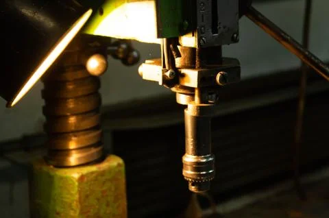 Metalworking workshop, metal processing machines. Levers of control of the machi Stock Photos