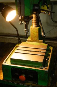 Metalworking workshop, metal processing machines. Levers of control of the machi Stock Photos