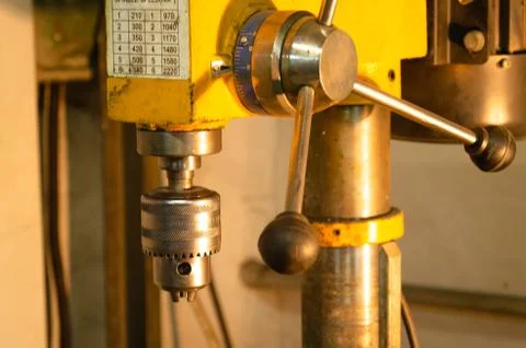 Metalworking workshop, metal processing machines. Levers of control of the machi Stock Photos