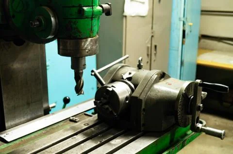 Metalworking workshop, metal processing machines. Levers of control of the machi Stock Photos