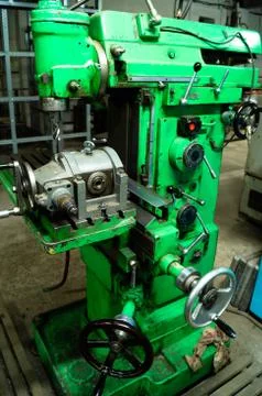 Metalworking workshop, metal processing machines. Levers of control of the machi Stock Photos