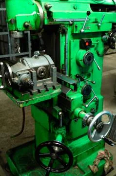 Metalworking workshop, metal processing machines. Levers of control of the machi Stock Photos
