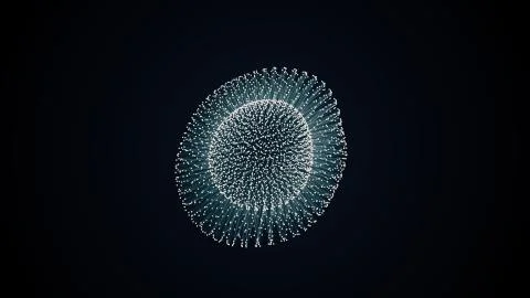 Metamorphose of amorphous shape from dots and lines, abstract animation of fu Stock Illustration
