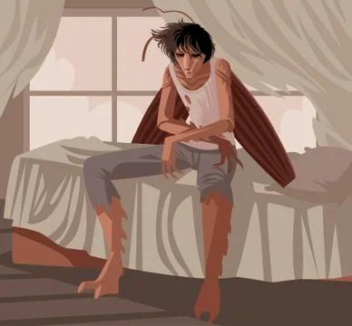 Metamorphosis cockroach Stock Illustration