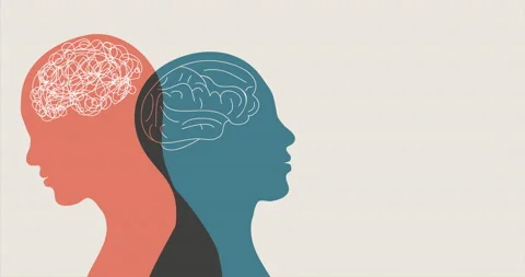 Metaphor bipolar disorder mind mental. Double face. Split personality. Mood Stock Footage 149579961