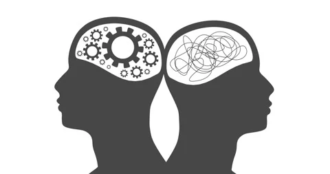 Metaphor bipolar disorder mind mental. Split personality. Concept mood disorder Stock Footage 232914383