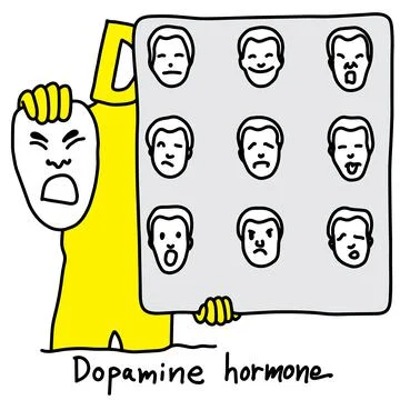 Metaphor function of Dopamine hormone is to control behavior of human being v Stock Illustration