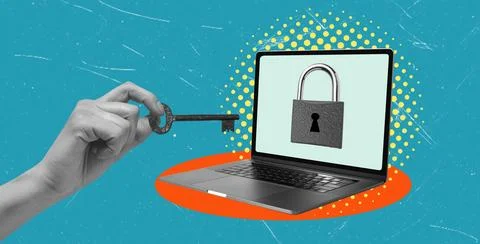 Metaphor of hacking personal data on computers and networks, Stock Photos