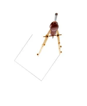 Metaphorical compass designing a square Stock Photos