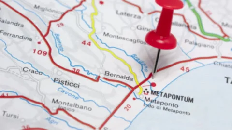 METAPONTO on a map Video stock 176947237