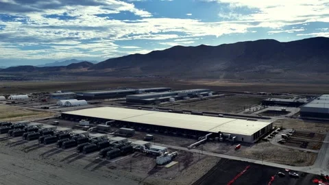 Meta's Eagle Mountain Data Center in Utah Desert Landscape in Utah - drone orbit Stock Footage 340321263
