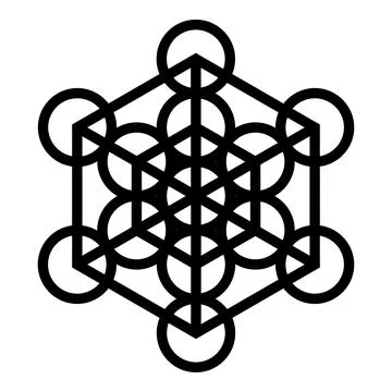 Metatron cube Sacred geometry icon black color vector illustration image fl.. Stock Illustration