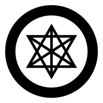 Metatron cube Sacred geometry icon in circle round black color vector illus.. Illustrazione stock
