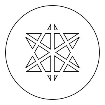 Metatron cube Sacred geometry icon in circle round black color vector illus.. Stock Illustration