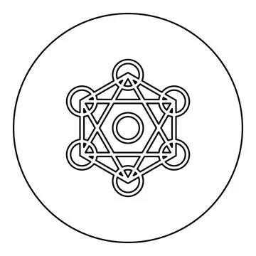 Metatron cube Sacred geometry icon in circle round black color vector illus.. Stock Illustration