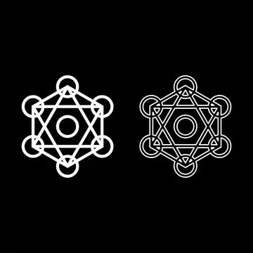 Metatron cube Sacred geometry set icon white color vector illustration imag.. Stock Illustration