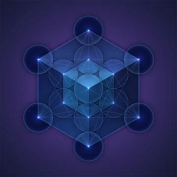 Metatron cube, sacred geometry symbol. Vector illustration. Stock Illustration