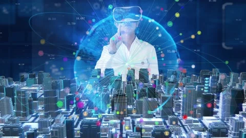 Metauniverse and vr virtual reality intelligent wearable device experience Stock Footage 202113390
