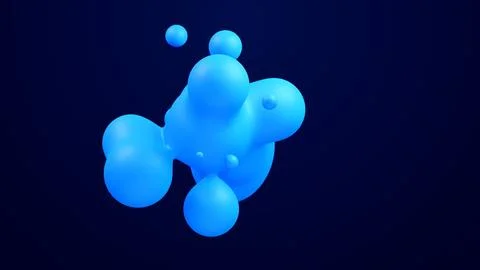 Metaverse 3d abstract background with droplets blue metaball molten wax merge Ilustración de archivo