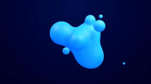 Metaverse 3d abstract background with droplets blue metaball molten wax merge Ilustración de archivo