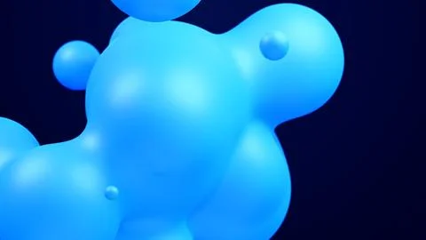 Metaverse 3d abstract background with droplets blue metaball molten wax merge Ilustración de archivo