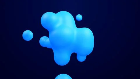 Metaverse 3d abstract background with droplets blue metaball molten wax merge Stock Illustration