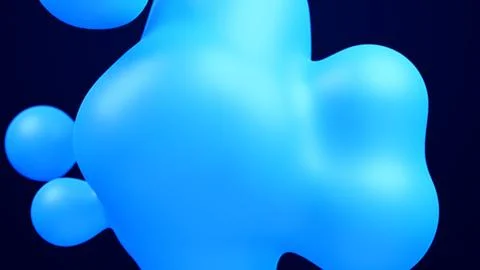 Metaverse 3d abstract background with droplets blue metaball molten wax merge Stock Illustration