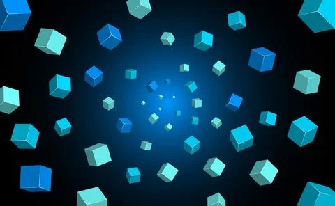 Metaverse 3d cube blockchain science fiction social network connection backgroun Stock Illustration