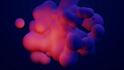 Metaverse 3d render morphing animation pink purple abstract metaball metasphere Stock Illustration