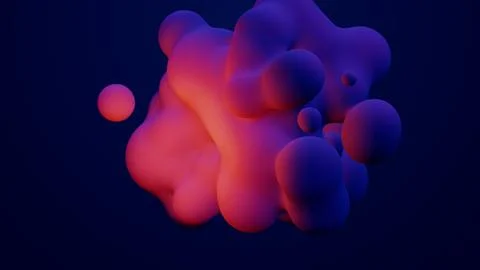 Metaverse 3d render morphing animation pink purple abstract metaball metasphere Stock Illustration
