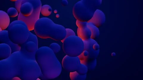 Metaverse 3d render morphing animation pink purple abstract metaball metasphere Stock Illustration