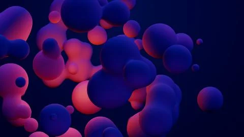 Metaverse 3d render morphing animation pink purple abstract metaball metasphere Stock Illustration