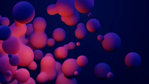 Metaverse 3d render morphing animation pink purple abstract metaball metasphere Stock Illustration