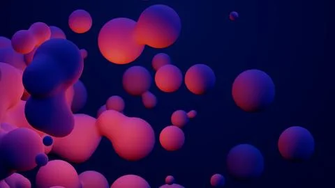 Metaverse 3d render morphing animation pink purple abstract metaball metasphere Stock Illustration