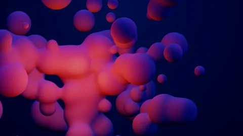Metaverse 3d render morphing animation pink purple abstract metaball metasphere Stock Illustration