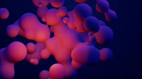 Metaverse 3d render morphing animation pink purple abstract metaball metasphere Stock Illustration