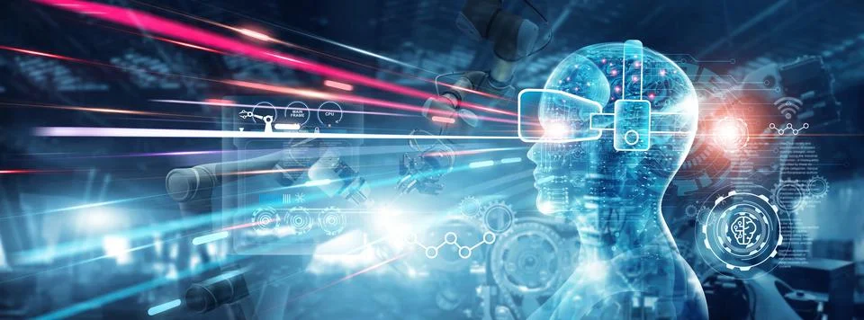 Metaverse of AI. Artificial intelligence data analysis technology and control Stockfoto's