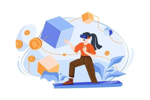 Metaverse and Blockchain Technology Concepts. A person with Experience in the Stock Illustration