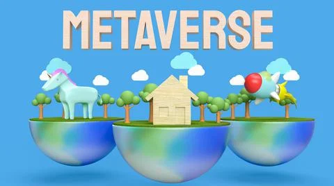 The  metaverse  and simulator earth for technology or business concept 3d ren Stock Illustration