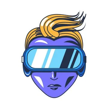 Metaverse avatar icon with virtual reality headset for immersive technology Stock Illustration